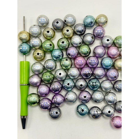 Glossy Metallic Color Circle Round Acrylic Beads, 16mm, Random Mix SW