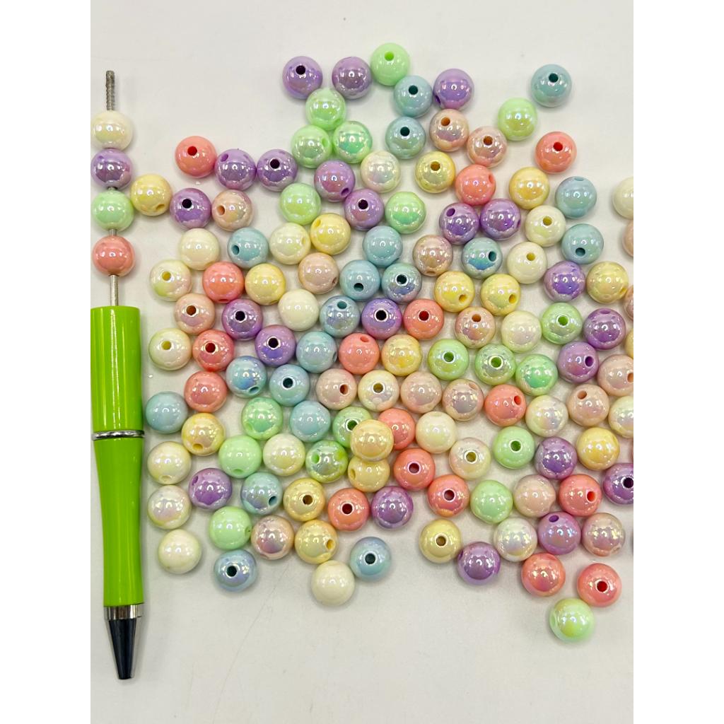 Small Candy Color Pastel Color Acrylic Beads, Glow in the Dark Luminous, 10mm, Random Mix Color, YT