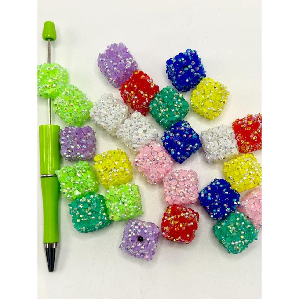 Small Pearl Sugar Square Cube Acrylic Beads, 20mm, Random Mix Color, ZY