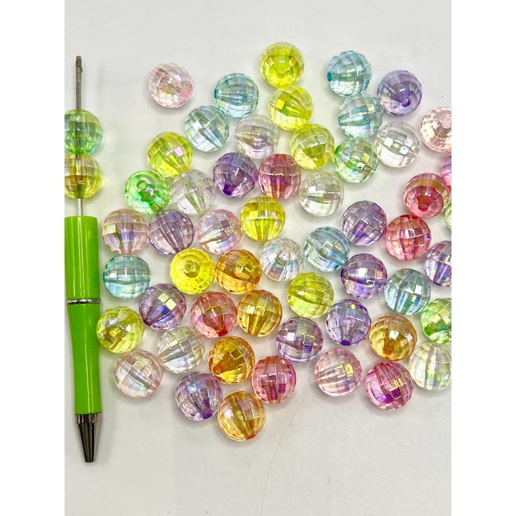 Clear See Thru Disco Acrylic Beads with UV Plating, 16mm, Random Mix Color, MC