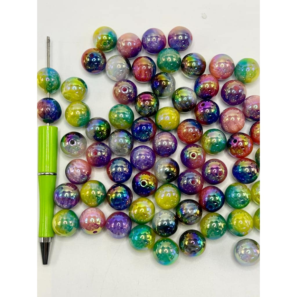 Double Color Acrylic Beads Resin Beads with UV Plating, 16mm, SJ