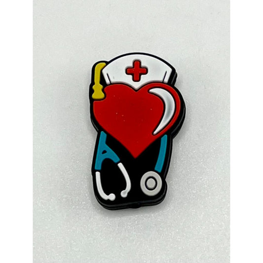 Doctor Nurse Red Heart Stethoscope Silicone Focal Beads