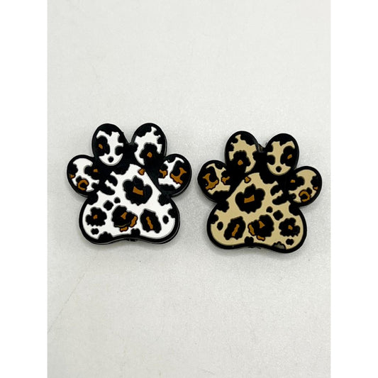 Leopard Cat Dog Paw Silicone Focal Beads