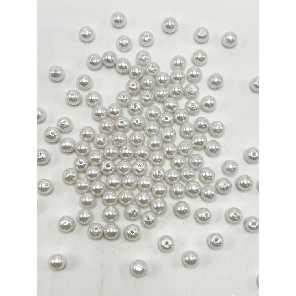 Small White Pearl Acrylic Beads, 8mm