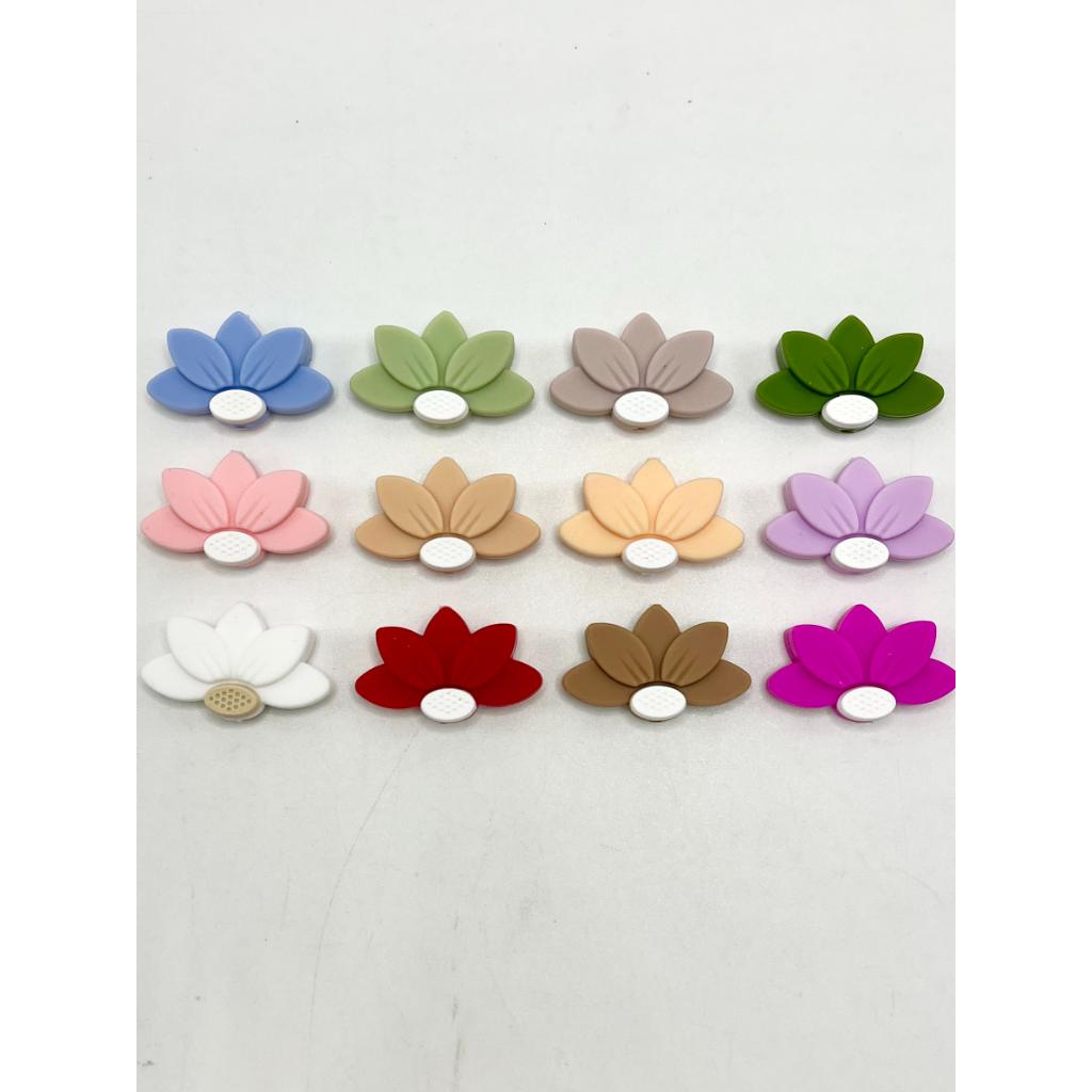 Half-Round Semicircle Flower Flowers Silicone Focal Beads