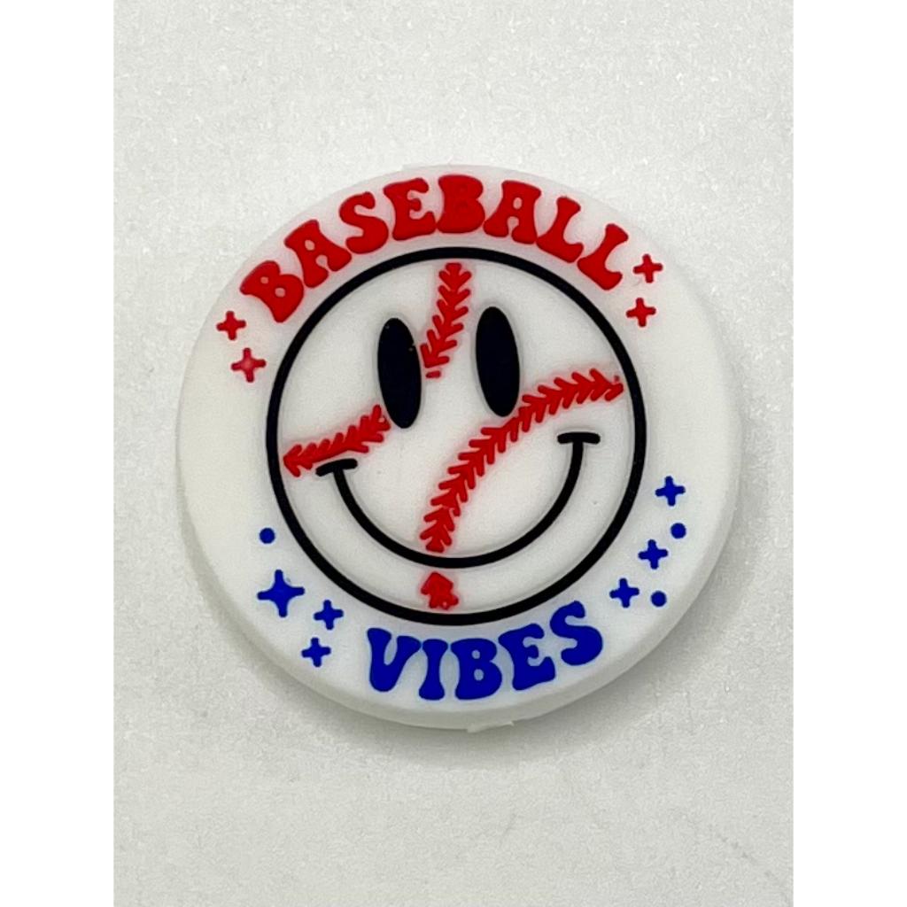 Baseball Vibes Emoji Smiley Silicone Focal Beads