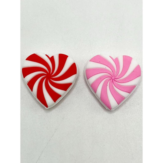 Swirl Heart Silicone Focal Beads