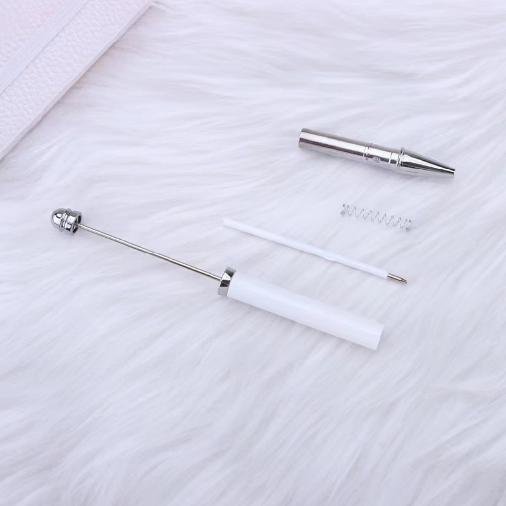 DIY Beadable Pens for Pen Wraps, White-Silver Color, Plastic