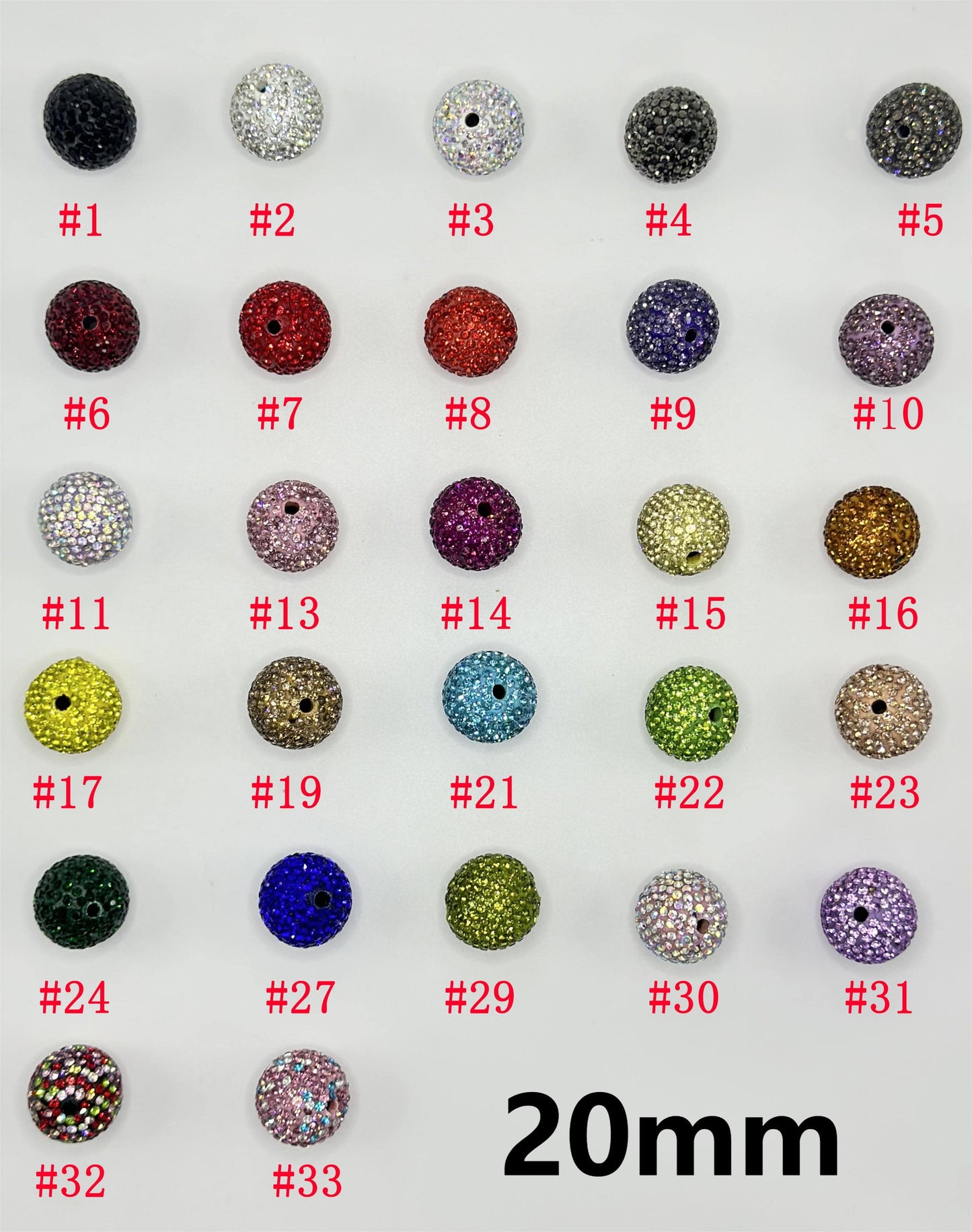 Clay Beads with Rhinestones, 20mm, Please Read Description