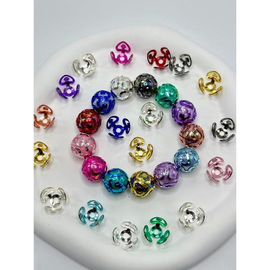 Colorful Metal Heart Shape Bead Cage Bead Cap for 16mm Beads