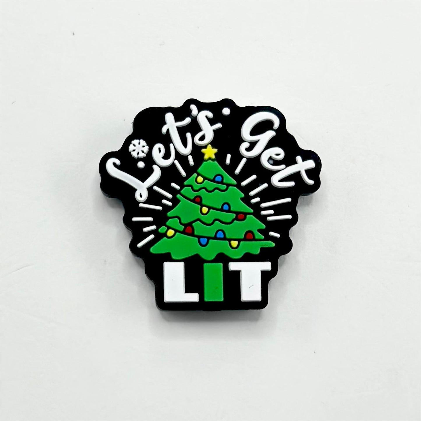 Green Christmas Tree Let's Get Lit Silicone Focal Beads