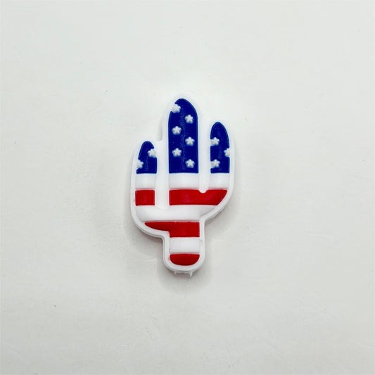 USA Flag US Patriotic Cereus American Silicone Focal Beads