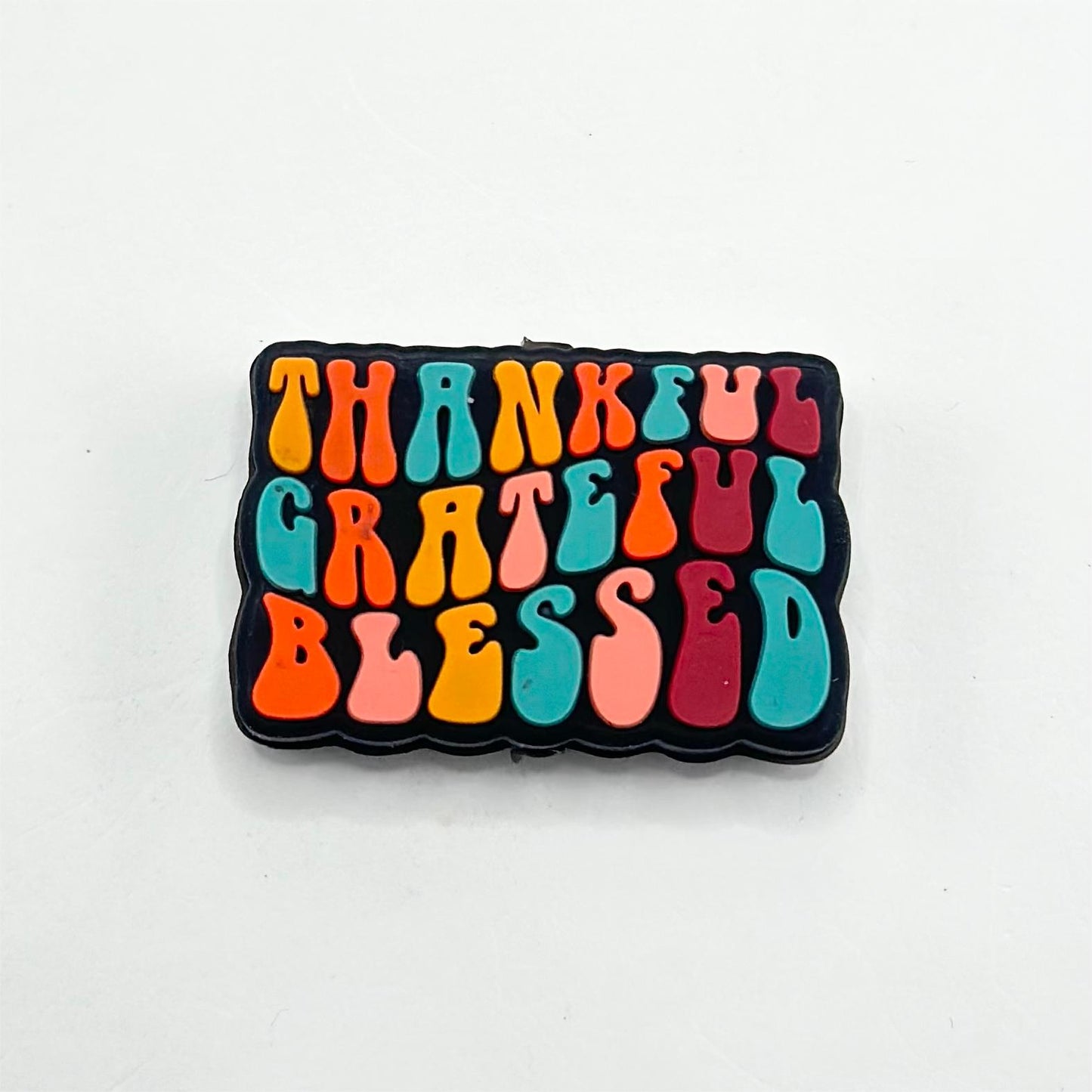 Thankful Grateful Blessed Rectangle Silicone Focal Beads