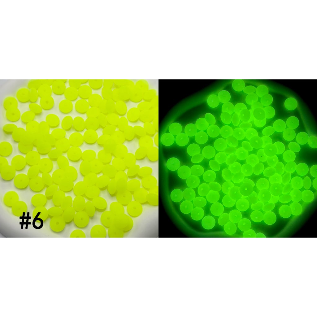 Luminous Silicone Lentil Beads Spacers Saucers in Neon Colors, Glow in the Dark, 12mm