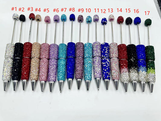 Beadable Pens with Clay Rhinestones Covered the Entire Pen