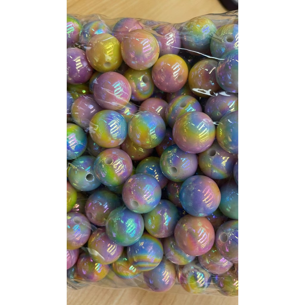 UV Coating Acrylic Beads in Multi-Color Abstarct Design,  Random Mix, 16MM