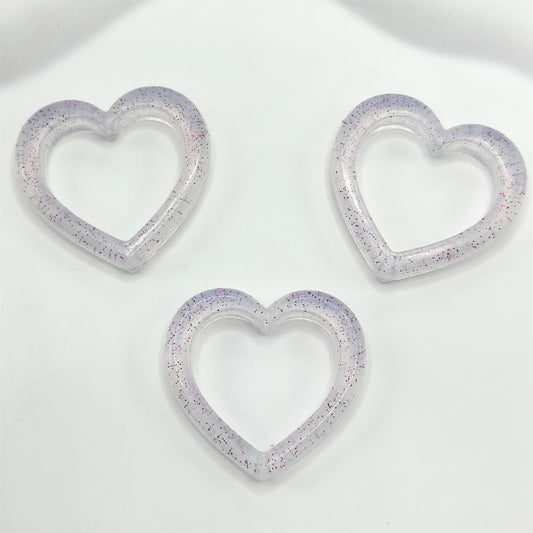 Heart Shape Bead, Soft Silicone Frame Beads, Size 35mm by 37mm