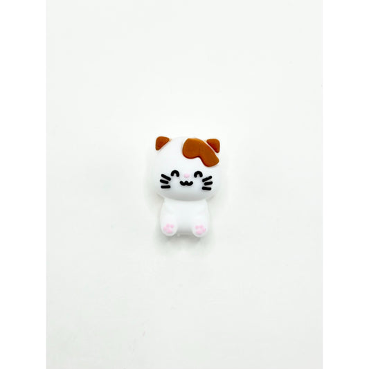 3D Little Cute White Kitten Cat Silicone Focal Beads