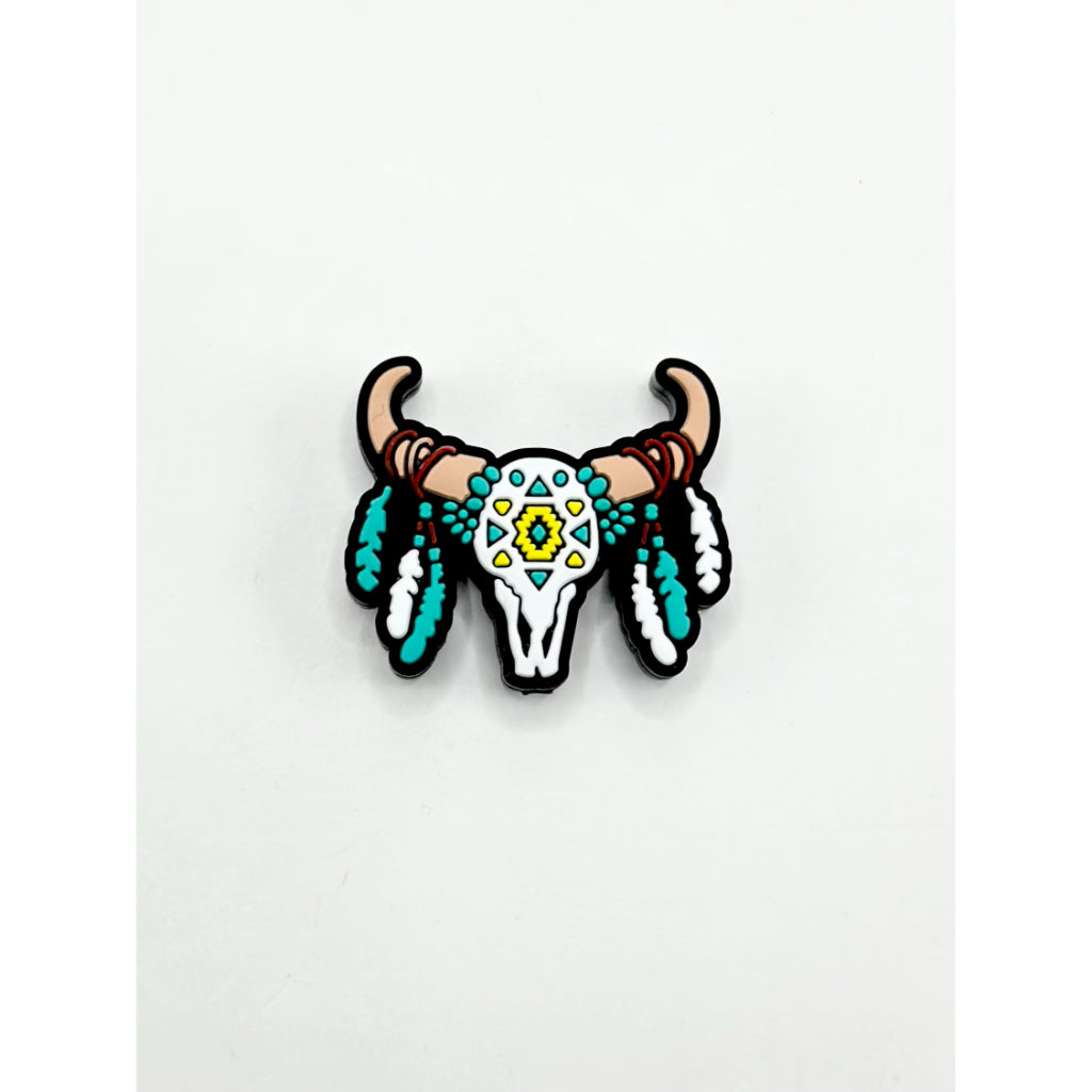 Pharaoh Cattle Cow OX Bull with White Teal Pendants Silicone Focal Beads