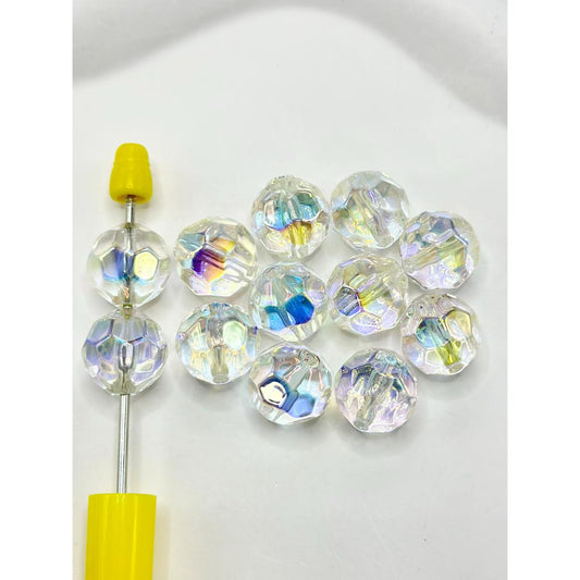 UV Coating Disco Clear Acrylic Beads, Random Mix, 16MM