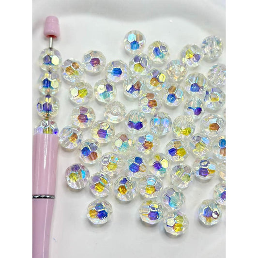 UV Coating Disco Clear Acrylic Beads, Random Mix, 12MM