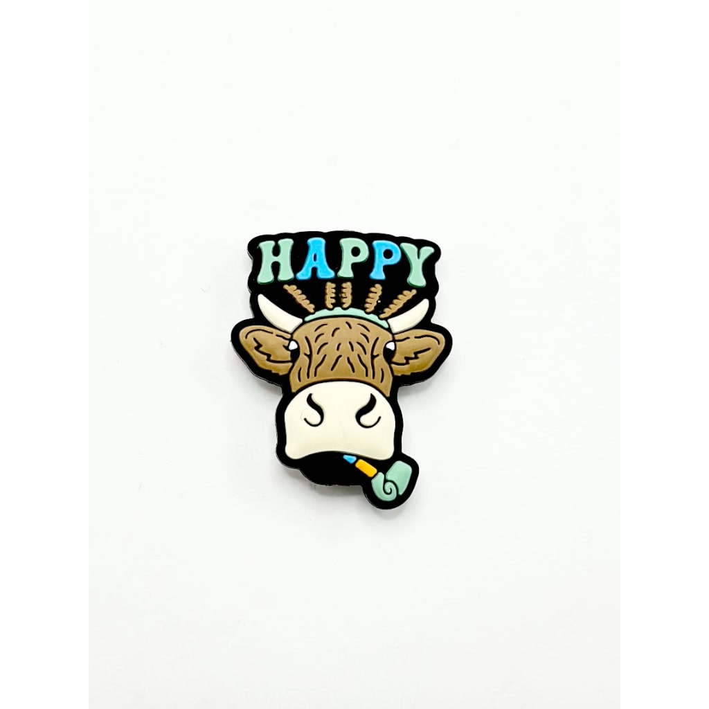 A Cow Bull Cattle with a Cigarette Smoke Happy Silicone Focal Beads