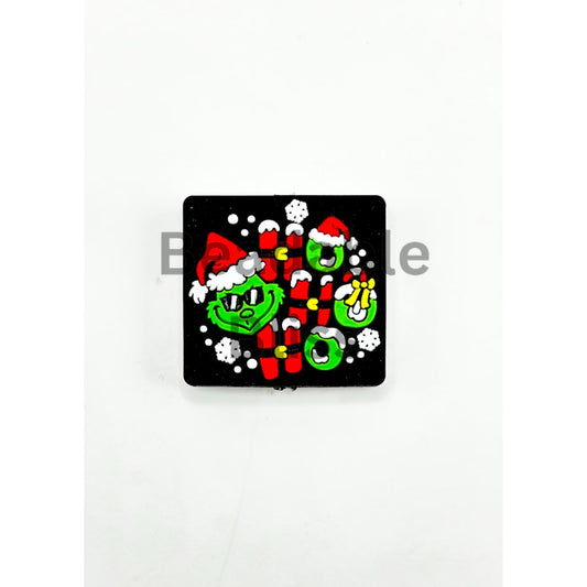 Green Monster with Sunglasses Red Christmas Hat Snow flower Silicone Focal Beads