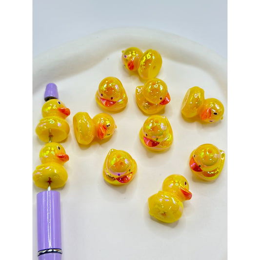 UV Coating Little Yellow Cute Duckling Acrylic Beads, 23MM by 20MM