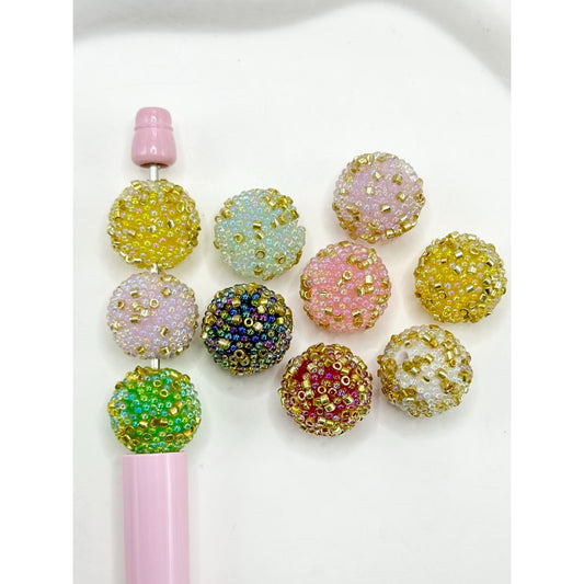 Colorful Rhinestones Small Gold Tubes Acrylic Beads, Random Mix, 16MM