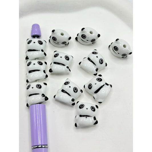 Ceramic Little Cute Panda Acrylic Beads, Random Mix, 17MM