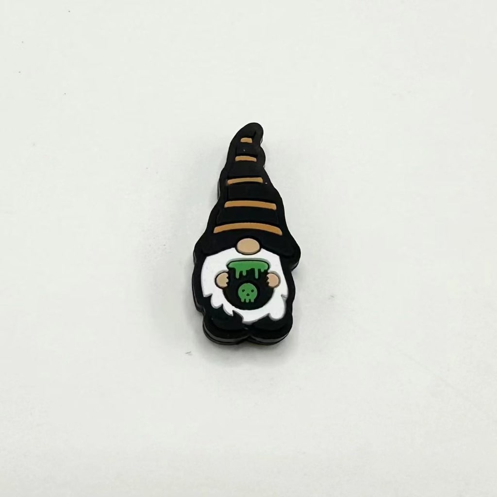 Cute Gnome Dwarf Holds a Pot Jar Silicone Focal Beads