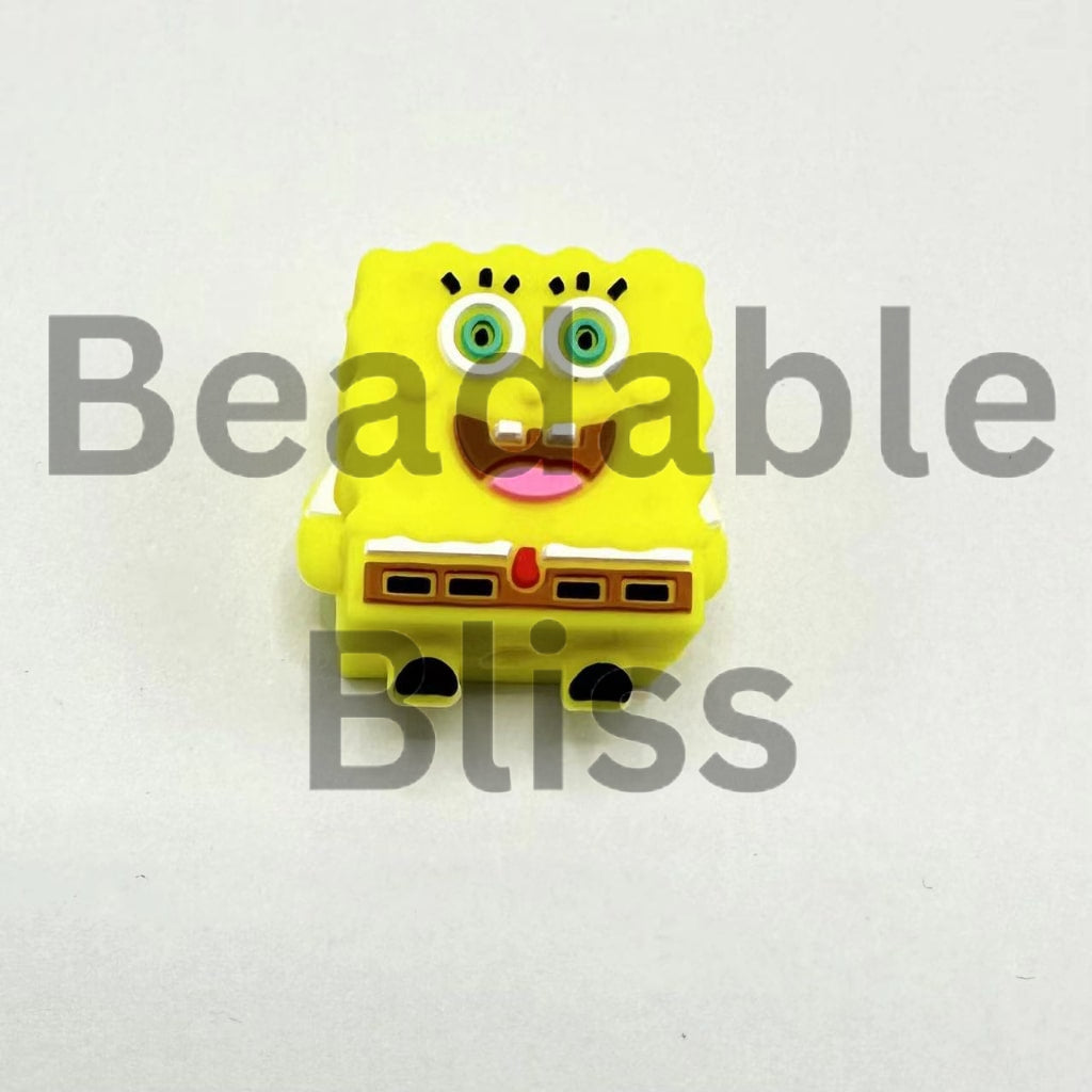 3D Little Cute SpongeBo SquarePan Silicone Focal Beads