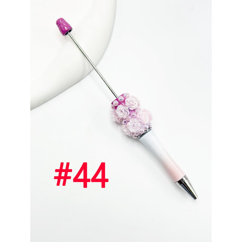 New Style DIY Beadable Pen with Small Flower Pearl in Solid & Ombre Colors