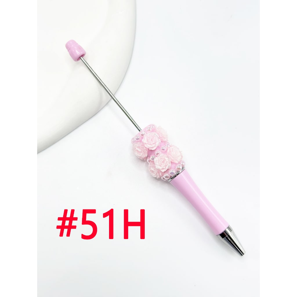 New Style DIY Beadable Pen with Small Flower Pearl in Solid & Ombre Colors