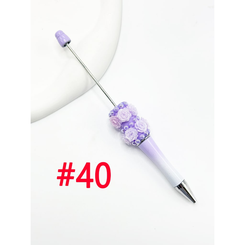 New Style DIY Beadable Pen with Small Flower Pearl in Solid & Ombre Colors