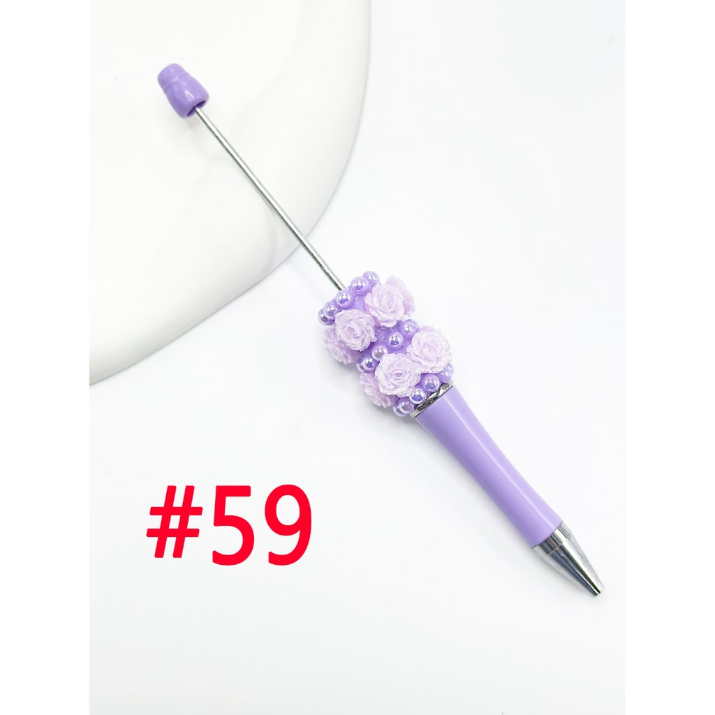 New Style DIY Beadable Pen with Small Flower Pearl in Solid & Ombre Colors