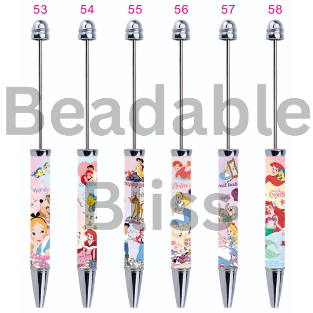 New Style DIY Plastic Beadable Pens with Cartoon Prints