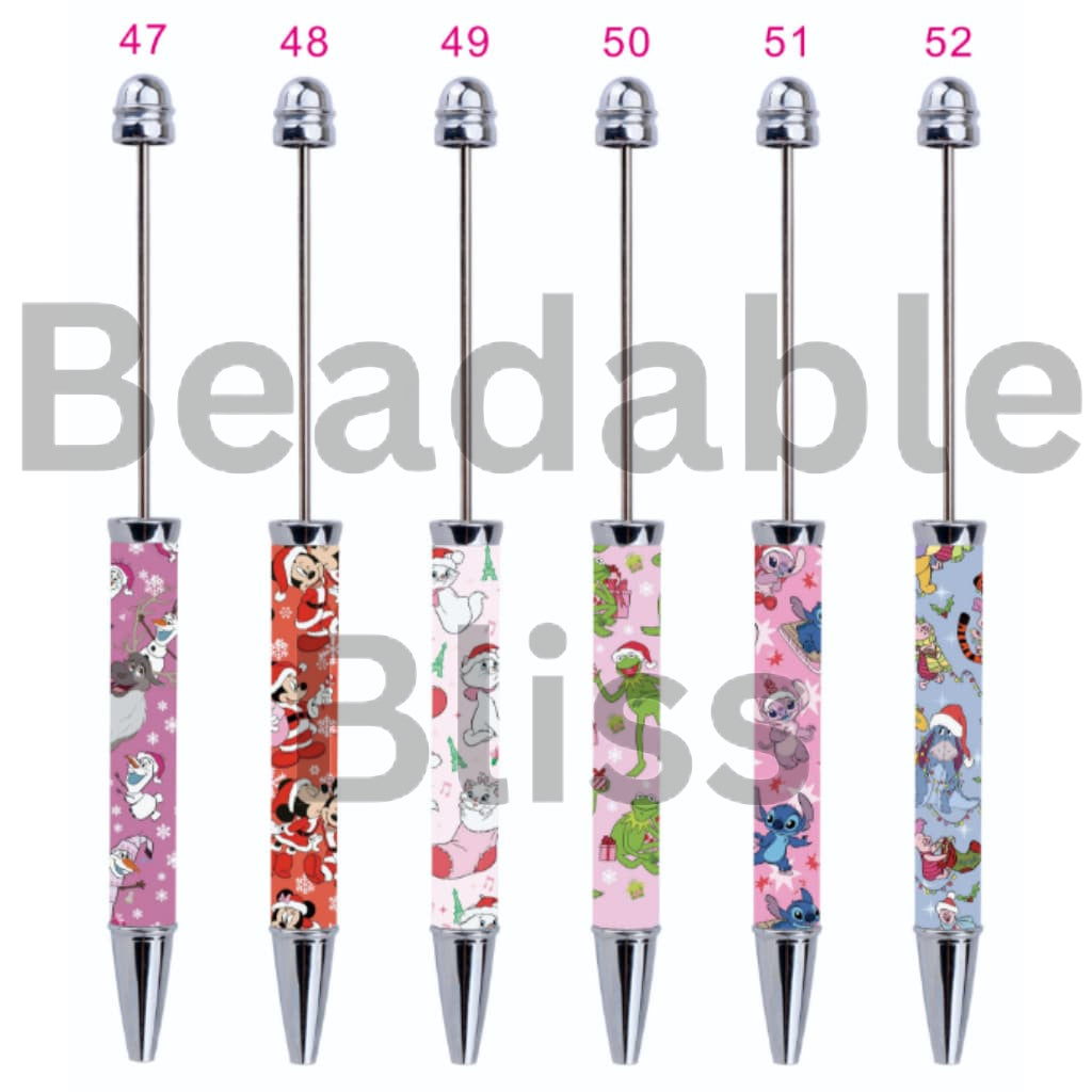 New Style DIY Plastic Beadable Pens with Cartoon Prints