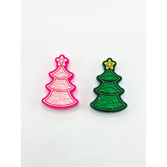 Cute Christmas Trees Silicone Focal Beads Random Mix