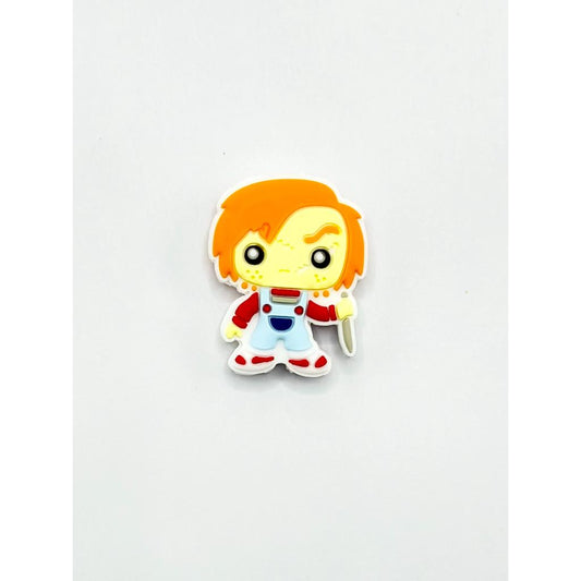 Scary Yellow-haired Kid Holding a Knife Halloween Silicone Focal Beads