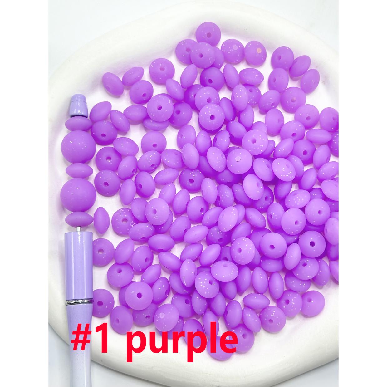 Solid Color Fine Shimmer Silicone Lentil Beads Spacers Saucers Random Mix 12 MM