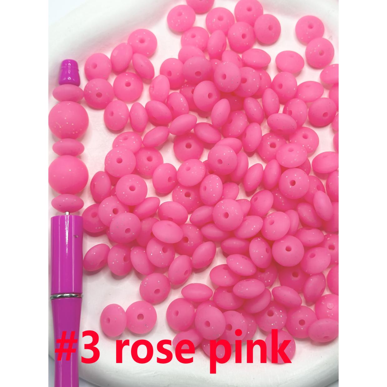 Solid Color Fine Shimmer Silicone Lentil Beads Spacers Saucers Random Mix 12 MM