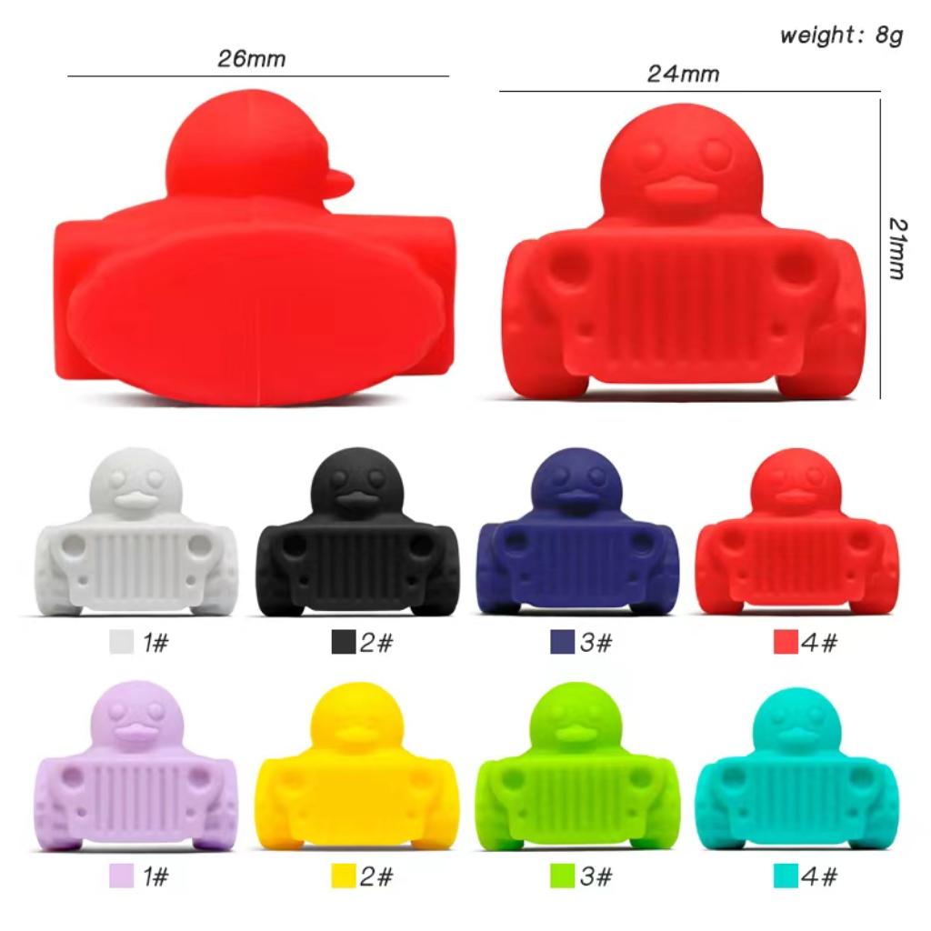 3D Cute Duck Shaped Car Silicone Focal Beads Random Mix