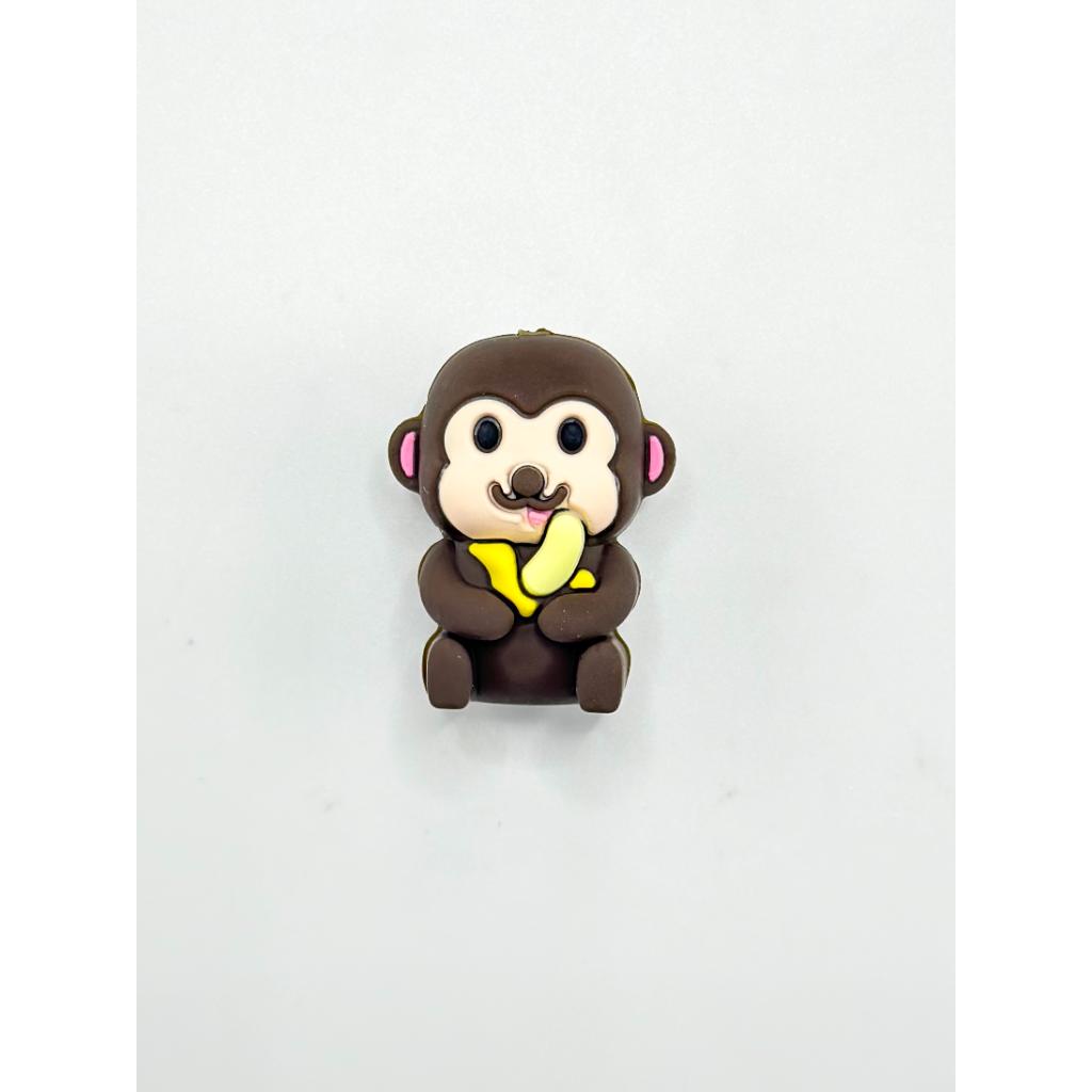 3D Cute Monkey Eating Banana Silicone Focal Beads