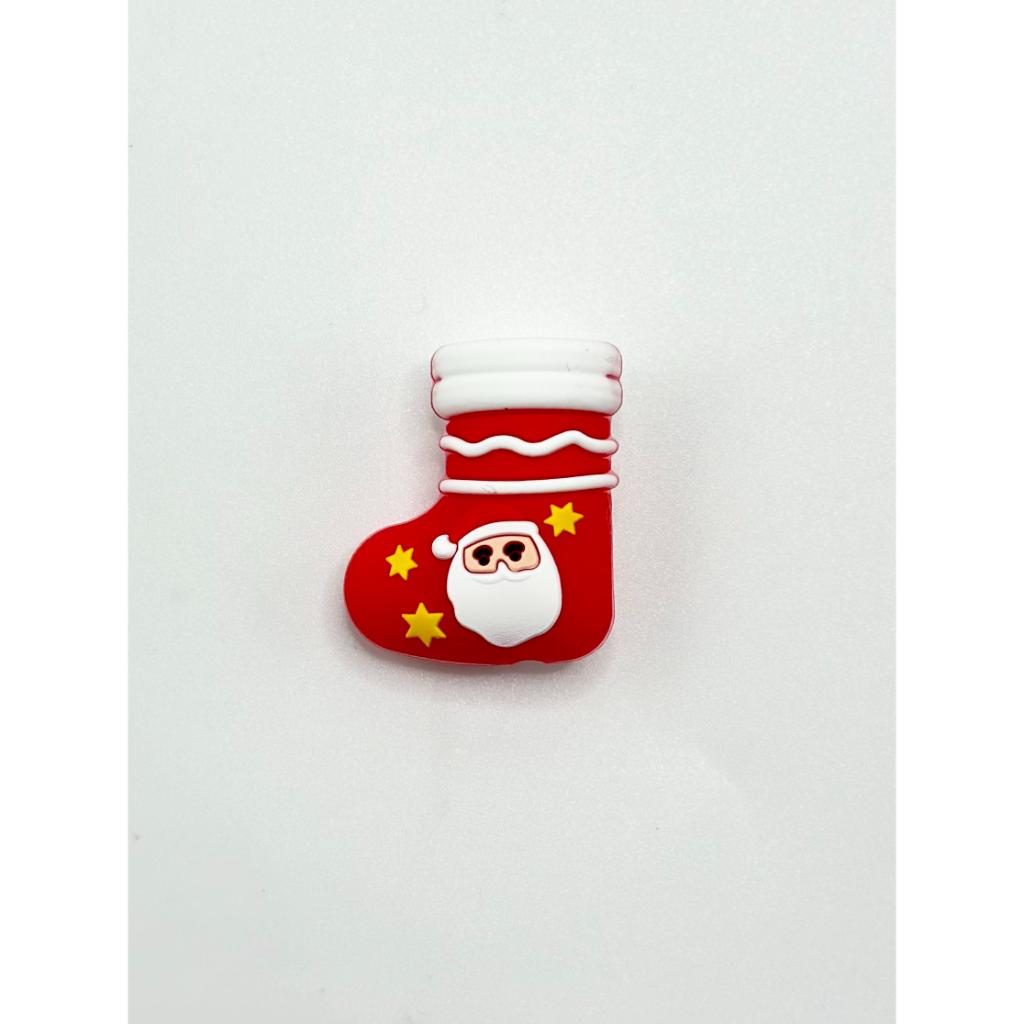 3D Cute Cartoon Santa Claus Socks Silicone Focal Beads