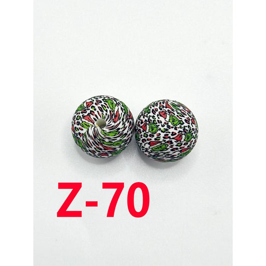 Christmas of Green Monster Grinc With Spots Printed Beads, 15MM Number Z-70