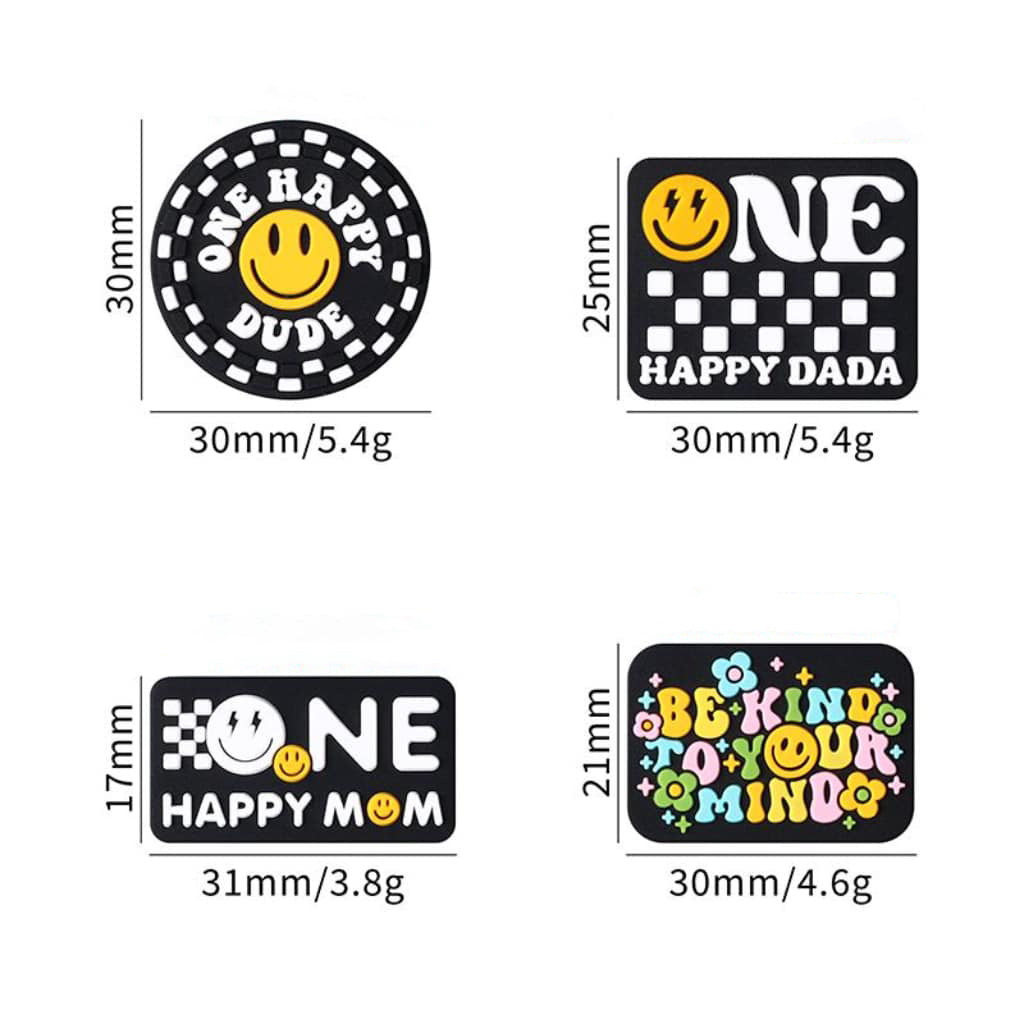 Happy Smile Emoji with Words Silicone Focal Beads