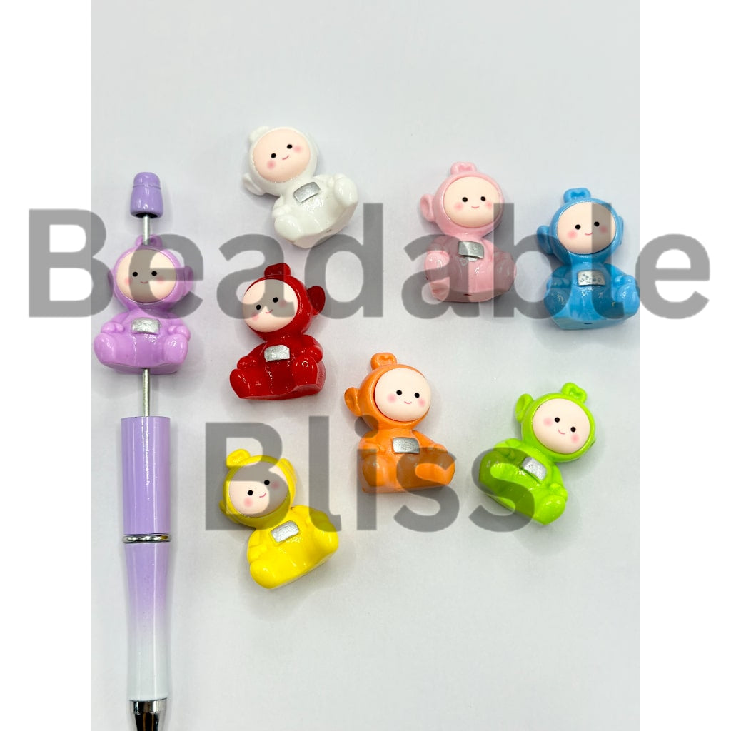 Little Cute Teletubb Cartoon Pen Toppers Acrylic Beads, Random Mix, Around 35MM