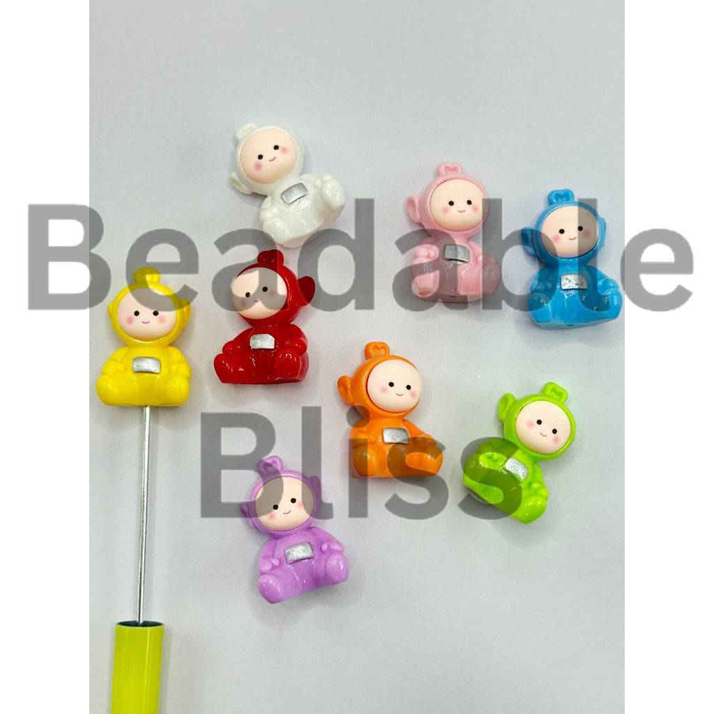 Little Cute Teletubb Cartoon Pen Toppers Acrylic Beads, Random Mix, Around 35MM