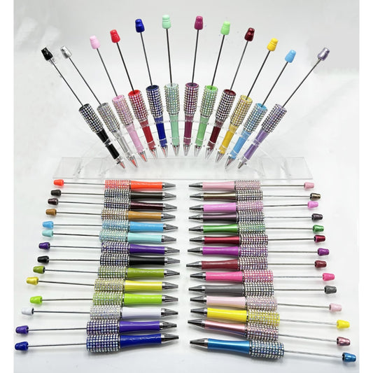 Solid Color Beadable Pen with AB Color Rhinestones, Random Mix